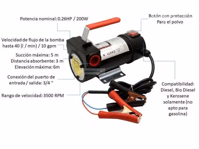 Bomba Trasvasije Diesel 12v 200w G-tools - Imagen 2