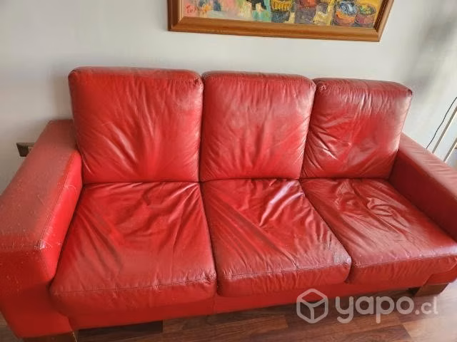Sillones 3 cuerpos, rojo 200 cm, blanco 190 cm