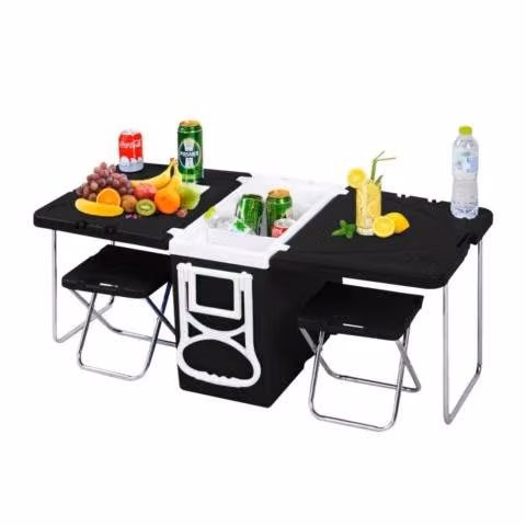 Mesa Cooler 28 litros Camping Con Sillas 2 en 1