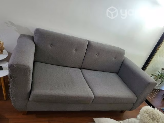 Sofa 3 cuerpos tela de lino, con arañazos de gato - Imagen 2