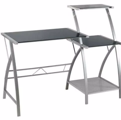 Escritorio metalico con bases de vidrio
