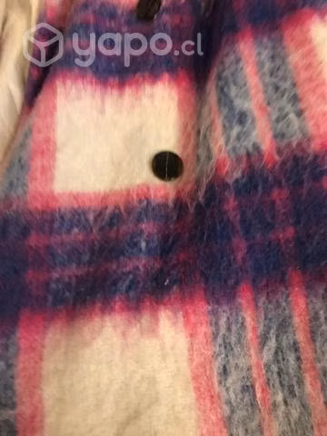 Abrigo talla s cuadros fucsia