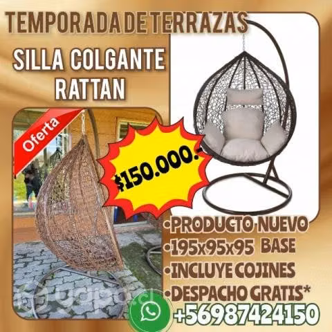 Sillas colgantes tipo rattan - Imagen 5