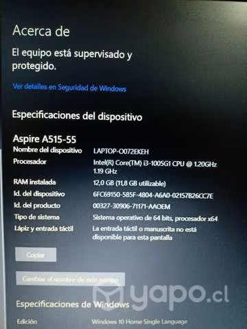 Notebook acer aspire i5