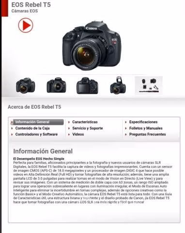 Camara canon eos rebel t5