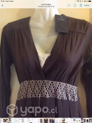 Vestido corto de algodón café con adorno Animal S - Imagen 2