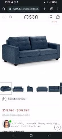 Sofa manet rosen 3 cuerpos índigo