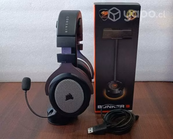 Audífonos Corsair Hs75 + soporte Cougar bunker