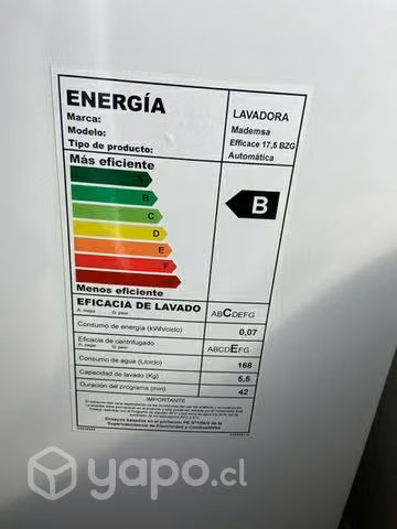 Lavadora Mademsa Carga 17.5 kg