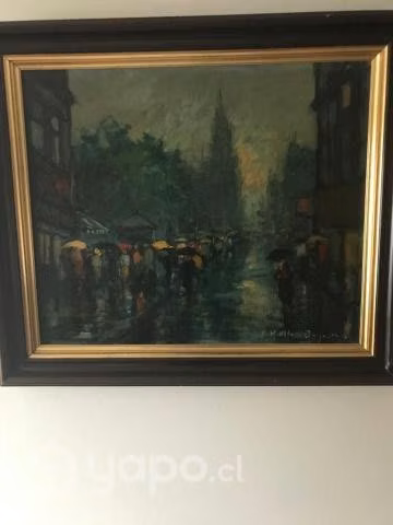 Cuadro Ulloa Burgos París bajo la lluvia