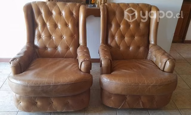 Living de cuero chesterfield