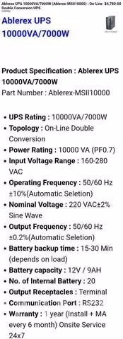 UPS Ablerex modelo MSII1000VS/7000w