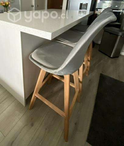 3 sillas tipo taburete color gris - Imagen 4