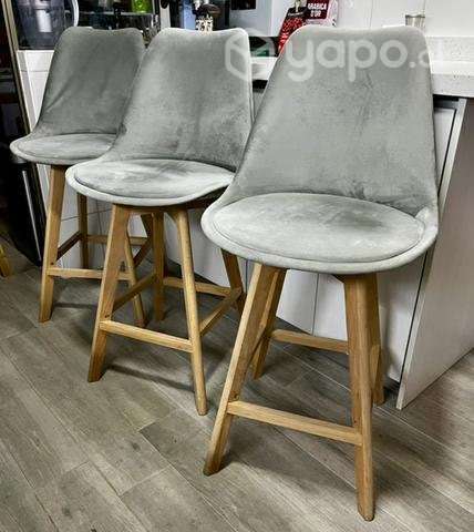 3 sillas tipo taburete color gris - Imagen 2