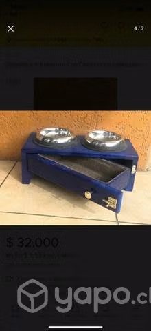 Comedero y bebedero para perritos, con cajonera