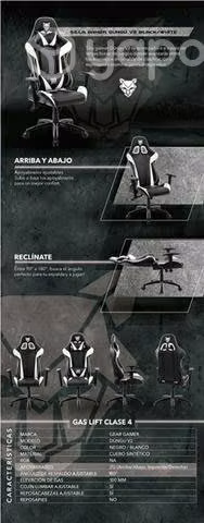 Nuevo Silla Gamer Gear Gamer Düngu -NEGRO/BLANCO