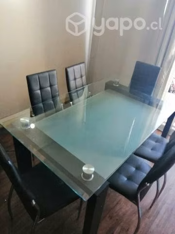 Comedor doble vidrio de 6 sillas