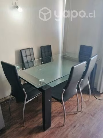 Comedor doble vidrio de 6 sillas