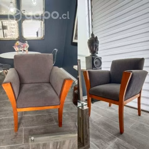 Juego de dos sillones y mesa de madera - Imagen 2