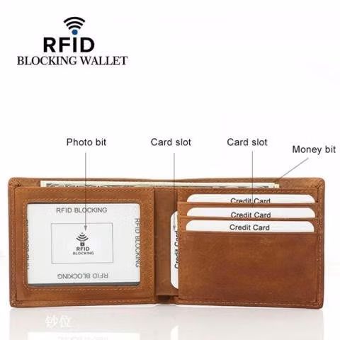 Billetera Delgada Cuero para hombre Bloqueo RFID - Imagen 5