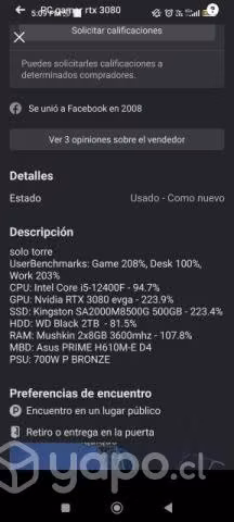 PC gamer gama alta rtx3080