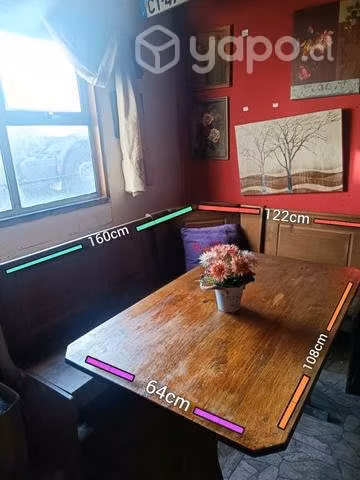 Mesa y banca de madera