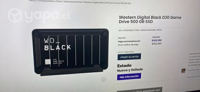 WD D30 Black 500GB ssd
