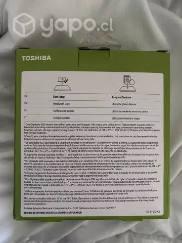 Disco duro Toshiba 1 tb.