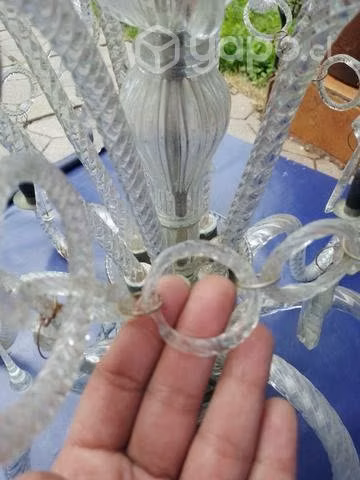 Lámpara de Cristal antigua, con algunos detalles - Imagen 6