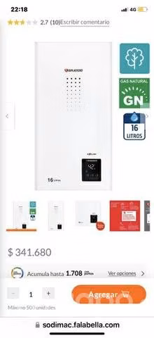 Calefont Splemdid 16 L automático Nuevo - Imagen 3