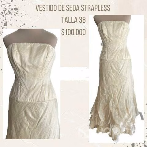 Vestido de Novia de Seda y strapless