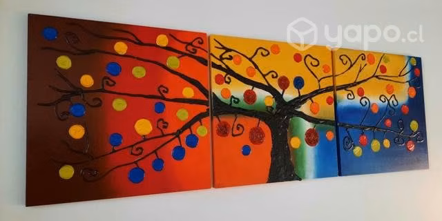 Cuadro Triptico Árbol de la vida