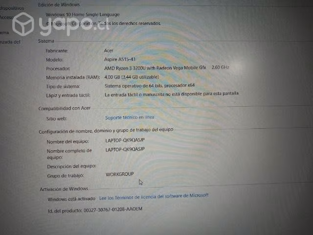 Notebook Acer aspire 5
