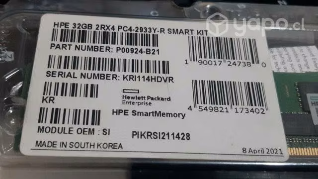 HPE 32 GB 2 RX4 PC4-2933 Y-R Smart Kit - Imagen 2