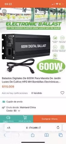 Balastro 600w regulable