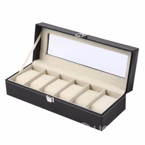 Organizador Reloj Deluxe 6 Relojes 100% Cuero Natu