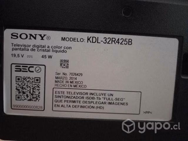 LED 32" SONY, no es smart