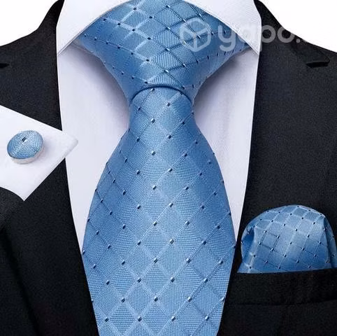 Set De Corbata, Colleras y Pañuelo de Seda