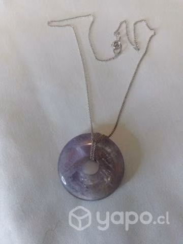 Cuarzo Amatista - Colgante Dona - Cadena de plata
