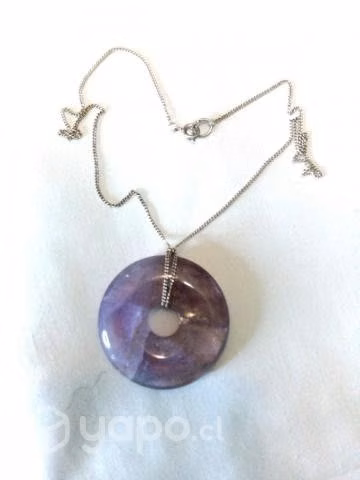 Cuarzo Amatista - Colgante Dona - Cadena de plata