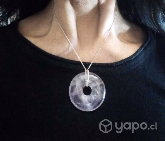 Cuarzo Amatista - Colgante Dona - Cadena de plata