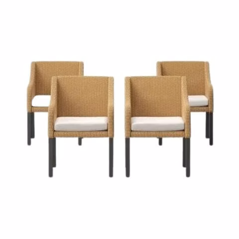 Set 4 Sillas Rattan Con Cojín