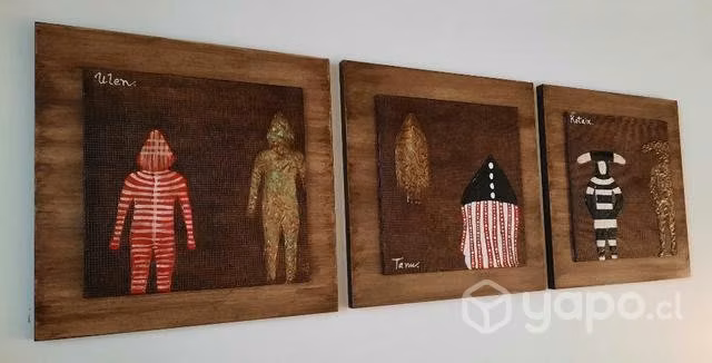 Cuadro Triptico Cultura Selknam