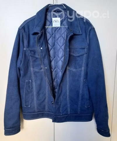 Casaca Zara tipo jeans gamuza azul - Imagen 2