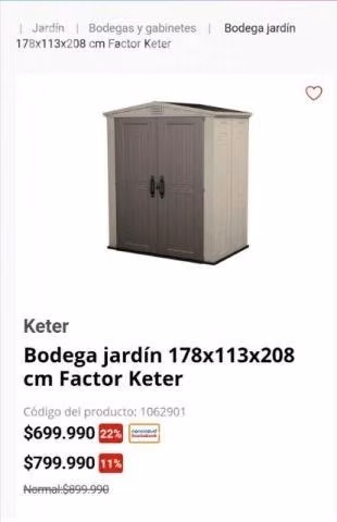 Bodega de jardín keter nuevas