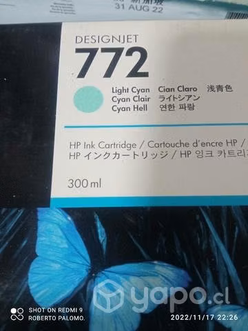 Tintas HP 772 colores originales de 300ml
