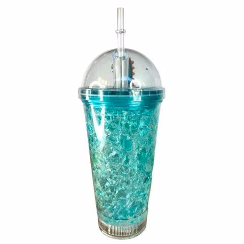Vaso Verde Con Luz Multicolor Diseño Dinosaurio - Imagen 2