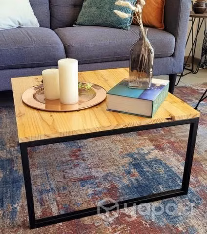 Mesa de centro Rectangular de fierro y pinol - Imagen 2