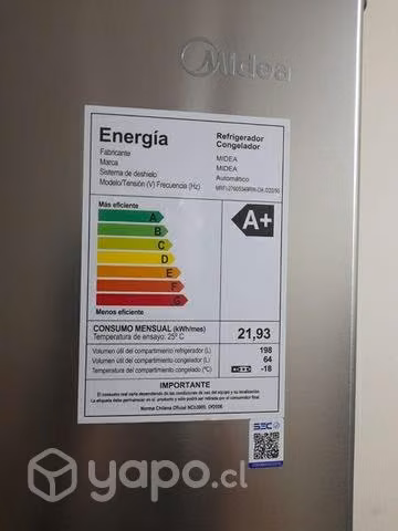 Refrigerador Midea 262 lts (3 meses de uso)