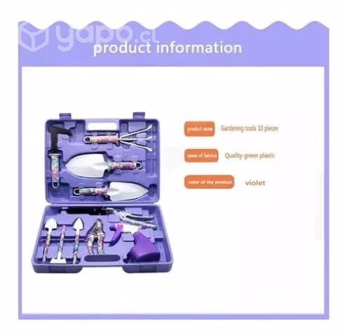 Set Jardinería Accesorios Morado Maleta